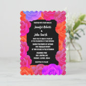 Invitation Rose Mariage Code QR Orange Floral Violet Rose (Debout devant)