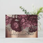 Invitation Rose Mariage de naissance Burgundy Marsala Floral (Debout devant)