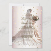 Invitation Rose Mariage d'hiver robe mariée Golden brillant c (Devant)