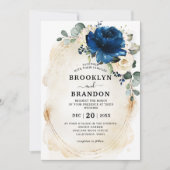 Invitation Rose Mariage d'ivoire de la Marine Gold White Cham (Devant)