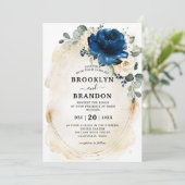 Invitation Rose Mariage d'ivoire de la Marine Gold White Cham (Debout devant)