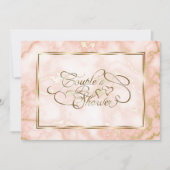 Invitation Rose mariage et marbre d'or (Devant)