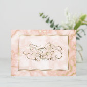 Invitation Rose mariage et marbre d'or (Debout devant)