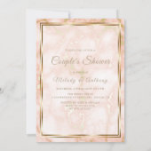 Invitation Rose mariage et marbre d'or (Dos)