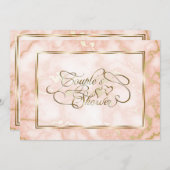 Invitation Rose mariage et marbre d'or (Devant / Derrière)