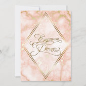 Invitation Rose mariage et marbre d'or (Devant)
