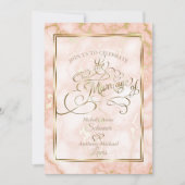 Invitation Rose mariage et marbre d'or (Devant)