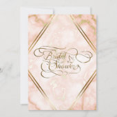 Invitation Rose mariage et marbre d'or (Devant)