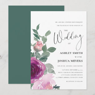 Invitation Rose Mariage Floral Rose Pink Magenta
