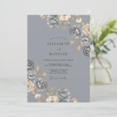 Invitation Rose Mariage Gris Acier (Debout devant)