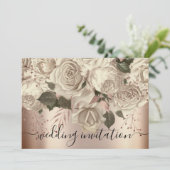 Invitation Rose Mariage nuptial Ivory Roses Wreath Sepia (Debout devant)
