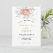 Invitation rose mariage or floral élégant argent (Debout devant)