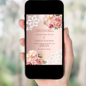 Invitation rose mariage or rose dentelle fleurie luxe