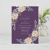 Invitation Rose Mariage Painter sur Prune (Debout devant)