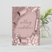 Invitation Rose Mariage Parties scintillant Poudre nuptiale (Debout devant)