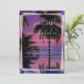 Invitation Rose mariage | Plage de nuit tropicale exotique (Debout devant)