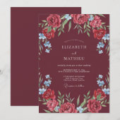Invitation Rose Mariage Vivid Marron (Devant / Derrière)