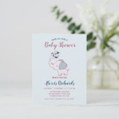 Invitation Rose & Marine Cute Elephant Baby shower à thème (Debout devant)