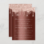 Invitation Rose Marron Brillant Mariage Douce 16e (Devant / Derrière)