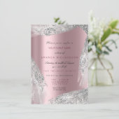 Invitation Rose Mauve argenté de 16e anniversaire de mariage  (Debout devant)