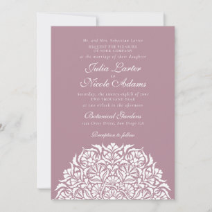 Invitation Rose Mauve Fantaisiste Mandala Floral Mariage