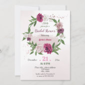 Invitation rose mauve verdure botanique couronne nuptiale (Devant)