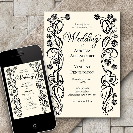 Invitation Rose médiéval Mariage d'épée