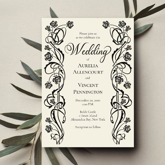 Invitation Rose médiéval Mariage d'épée