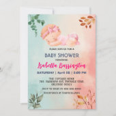 Invitation Rose mignon bébé Fleurs feuilles de fille baby sho (Devant)