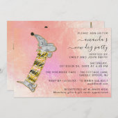 Invitation Rose mignon chien nouveau chien maison Rose de fêt (Devant / Derrière)