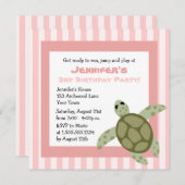 Invitation Rose mignon d'invitation de fête d'anniversaire de (Devant / Derrière)