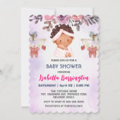 Invitation Rose mignonne bébé filles Rose fleurs enfants baby (Devant)