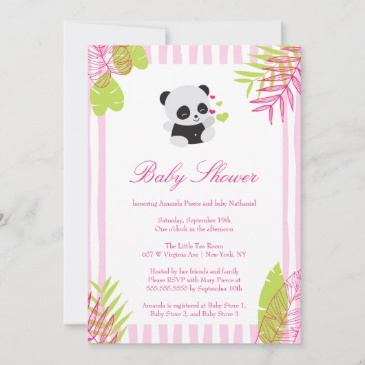 Invitation rose mignonne de baby shower de fille (Devant)