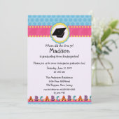 Invitation rose MIGNONNE d'obtention du diplôme de (Debout devant)