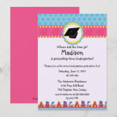 Invitation rose MIGNONNE d'obtention du diplôme de (Devant / Derrière)