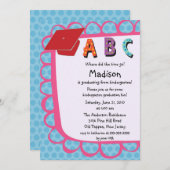 Invitation rose MIGNONNE d'obtention du diplôme de (Devant / Derrière)