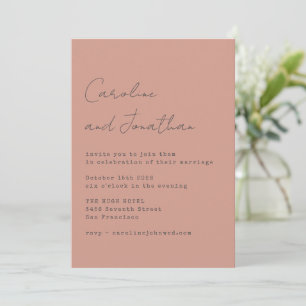 Invitation Rose minimaliste Dusty Typewriter Script magnifiqu