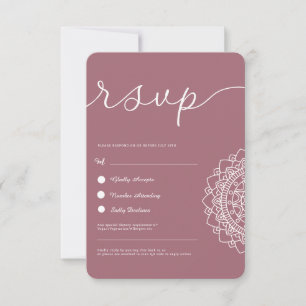 Invitation Rose minimaliste moderne de poule Dusty Mandala QR
