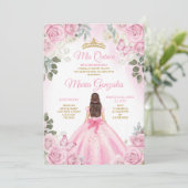 Invitation Rose Mis Quince 15 Anos Butterfly Gold Crown (Debout devant)