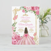 Invitation Rose Mis Quince 15 Anos Butterfly Gold Crown (Debout devant)