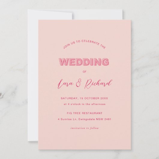 Invitation Rose Modern Bold Type Texte (Devant)
