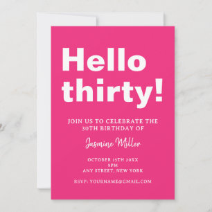 Invitation rose moderne 30e anniversaire