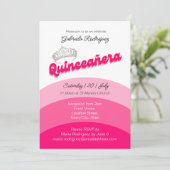 Invitation Rose moderne avec Diamant Tiara Quinceanera (Debout devant)