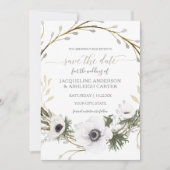 Invitation Rose Moderne Blanc Saule Eucalyptus Enregistrer la (Devant)