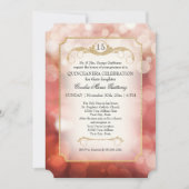 Invitation Rose moderne Bokeh Sparkle Twinkle Quinceanera (Devant)