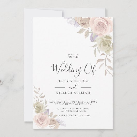 Invitation Rose moderne branché Dusty Blush Wedding Invitatio (Devant)
