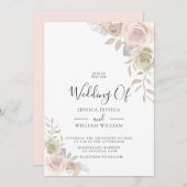 Invitation Rose moderne branché Dusty Blush Wedding Invitatio (Devant / Derrière)