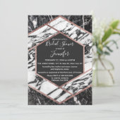 Invitation Rose moderne de marbre doré finition Fête des mari (Debout devant)