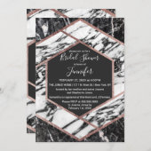 Invitation Rose moderne de marbre doré finition Fête des mari (Devant / Derrière)