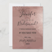 Invitation Rose Moderne Doré Faux Feuille Triangle Demoiselle (Devant)